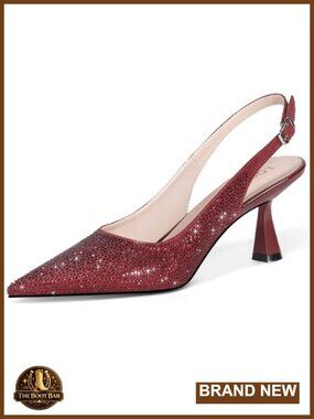 Kitten Heels Slingback Low Heel Dress Shoes Sparkly Pumps